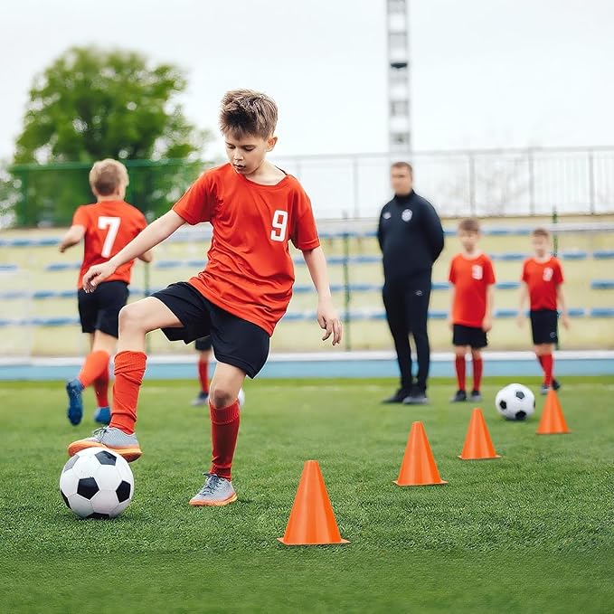 36pcs Cones 7 Inch Soccer Cones and Plastic Traffic Cones, Durable Cones for Sports Training, Ideal for Soccer, Basketball, Football, Skating, and Agility Drills Practice