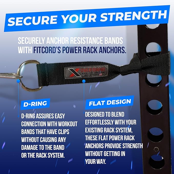 Power Rack Anchors for Resistance Bands: 4-Set Wall Mount Strength Training Equipment, Total Body Workout System with Gym Attachments, Stretching, Stunt & Exercise Accessories for Pole & Track