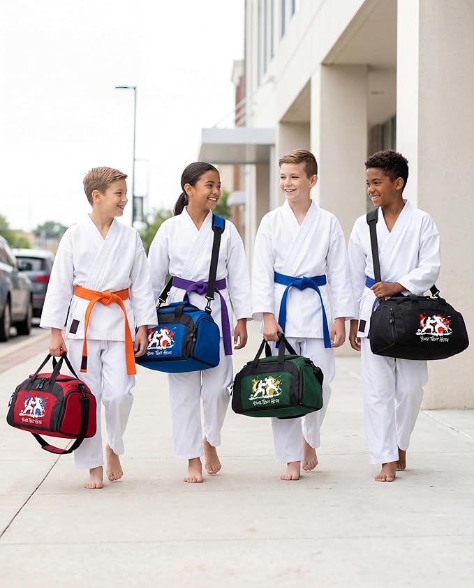 Personalized Martial Arts Duffel Bag – Custom Name Gym Bag for Karate, Taekwondo, Jiu Jitsu & MMA – Youth & Adult Training Gear Bag