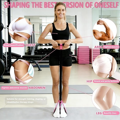 Pedal Resistance Band with Handle, Thickened Latex Tubes & Soft Foot Pedal, Full Body Workout Equipment for Glutes Legs Arms Waist, Pilates Physical Therapy Sit Up Gear for Home Gym