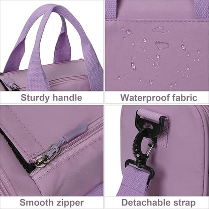 Mini Small Crossbody Bag Gym Bag for Women Men, Cute Small Duffle Bag Aesthetic Sports Handbag, Waterproof Gym Tote Bag Portable Fitness Shoulder Bag for Sports Travel (Purple-a)