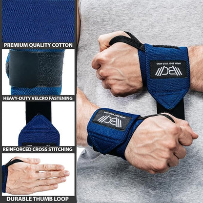 WARM BODY COLD MIND - Weightlifting Wrist Wraps for Cross Training, Powerlifting, Deadlift, Gym, Workout, Exercises & Fitness, Heavy-Duty Wrist Support, Thumb Loop