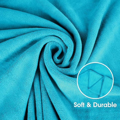 JML Bath Towel, Microfiber Bath Towels Set, 4 Pack (30" x 60") - Large Size, Extra Absorbent, Quick Drying, Multipurpose Use as Hair Wrap for Women, Bath, Fitness, Sports, Yoga, Teal