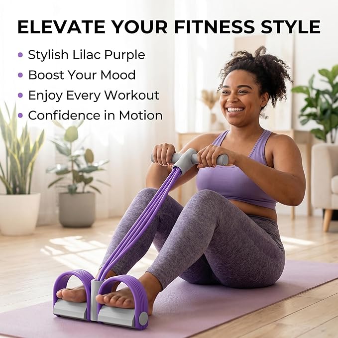 6-Tube Pedal Resistance Band with Handles, Multifunction Foot Pedal Resistance Band, Natural Rubber Fitness Band for Workout and Stretching, Abdomen, Waist, Arm, Leg(White)