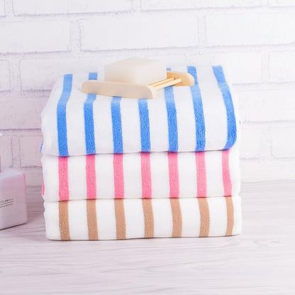 JML Microfiber Beach Towels Cabana Stripe, 2 Pack, 30" x 60", Quick Drying Bath Towel Set for Adult, Absorbent, Use for Travel, Sport, Swimming, Pool, Yoga, Camping, Micro Fiber StripeBlue