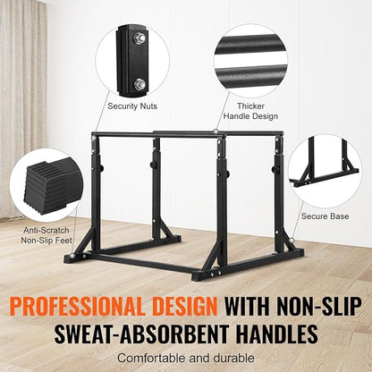 Happybuy Dip Bar, 800 Pounds Capacity, Heavy-Duty Adjustable Dip Stand Station for Fitness, Workout Dip Bar Stabilizer for Home Gym, Parallel Bars for Strength Training