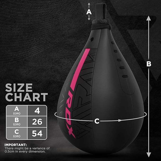 RDX Speed Bag Boxing Ball, Maya Hide Leather Dodge Striking Target with Additional Bladder, MMA Muay Thai Punching Workout Kicking Martial Arts Training Home Gym Exercise Speedball