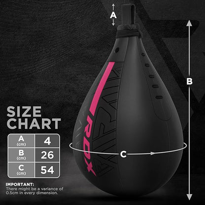 RDX Speed Bag Boxing Ball, Maya Hide Leather Dodge Striking Target with Additional Bladder, MMA Muay Thai Punching Workout Kicking Martial Arts Training Home Gym Exercise Speedball