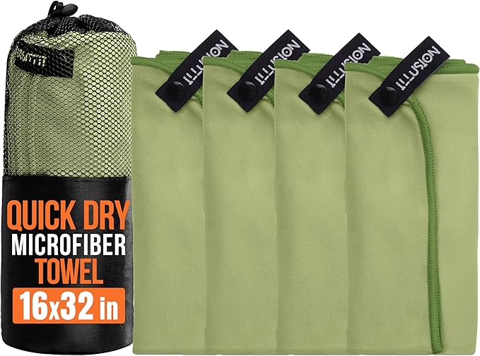illusion Small Microfiber Gym Towels for Men and Women Active Sports (32" L x 16''W)-Lightweight Quick Dry Gym Towel for Sweat-Workout Towels Ideal for Yoga, Camping, Running, and Outdoor Activities