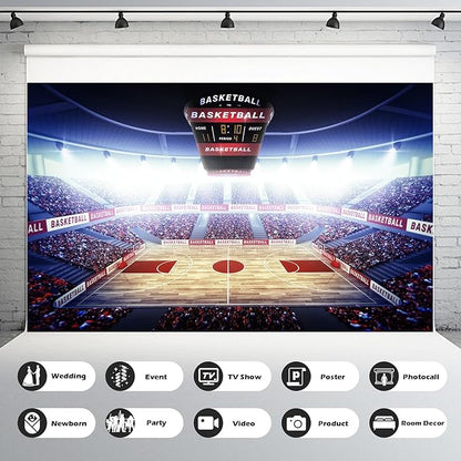 Basketball Stadium Backdrop Basketball Stage Arena Photography Background Sports Basketball Fans Party Backdrop Decors Basketball Stadium Arena Match Games Background Decorations Props 20x10ft