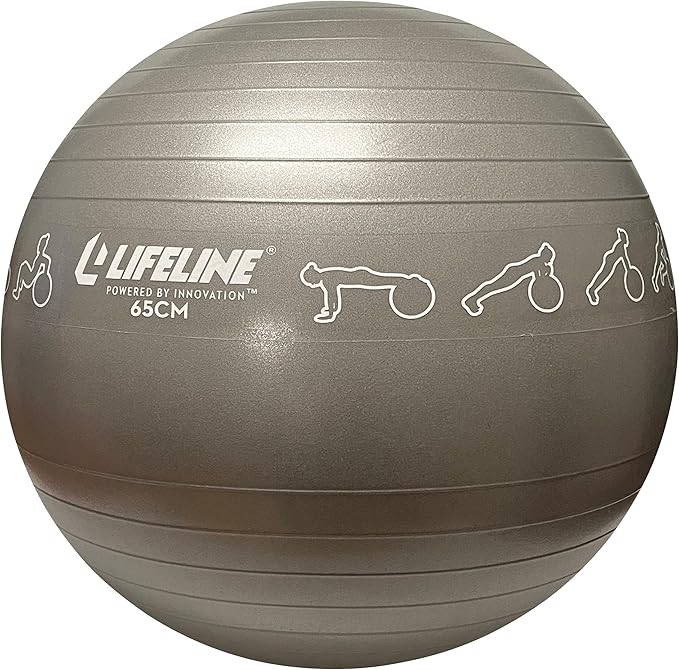 Lifeline Fitness Exercise Ball with Workout Guide – Burst-Resistant Stability Ball with Pump for Core, Balance, and Pregnancy Exercises