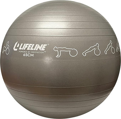 Lifeline Fitness Exercise Ball with Workout Guide – Burst-Resistant Stability Ball with Pump for Core, Balance, and Pregnancy Exercises