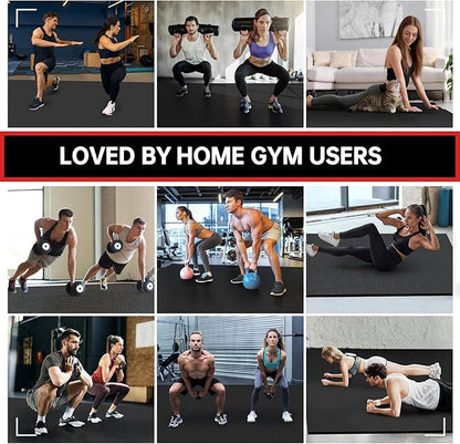 Extra Large Exercise Mat, 10'x6'/9'x6'/8'x6'/7'x5'/6'x4'(8mm) Thick Workout Mat for Home Gym & Garage Flooring, Shoe-Friendly, High-Density, MMA, HIIT, Weight Lifting, Cardio&Strength