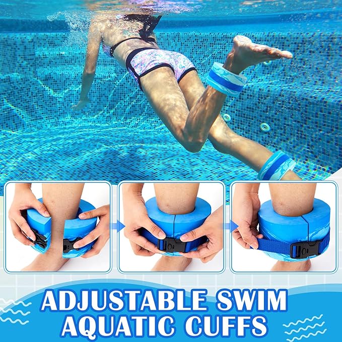 6 Pcs Aquatic Exercise Set Water Aerobics Set Large Mesh Beach Bag Pool Fitness Equipment Foam Water Dumbbell Ankle Swimming Weight Aquatic Swim Belt for Exercise Weight Loss