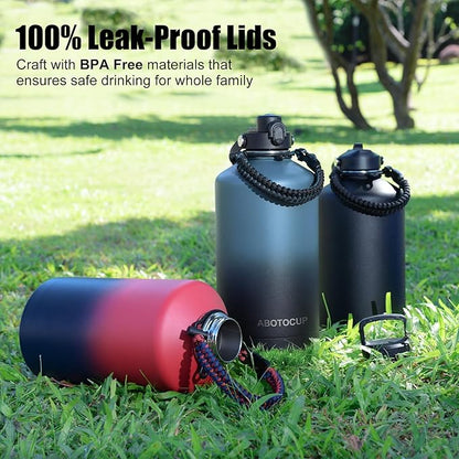 1 Gallon Insulated Water Bottle, Keeps Cold 24H & Hot 12H, Straw Lid & Paracord Handle, 128 oz Double Wall Leak-proof BPA Free, Powder Coated