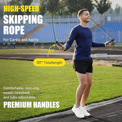 Agility Speed Training Equipment Set, Football Practise Set with 20ft Agility Ladder, 12 Cones, 4 Adjustable Hurdles, Jump Rope, for Basketball, Soccer Training, Football, Kids, Youth, Adults