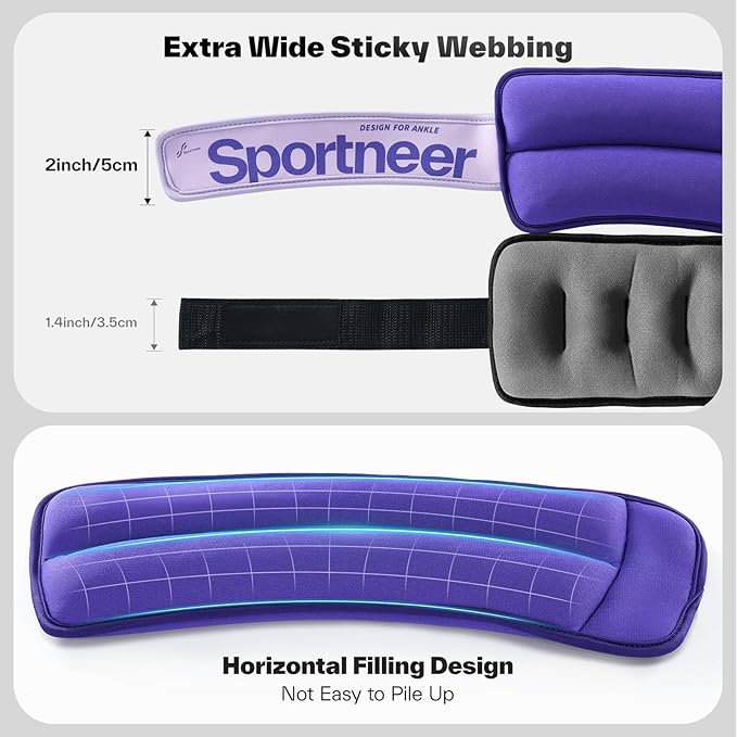 Sportneer Ankle Weights 0.5/1/2/3/5 LBS 1 Pair Wrist Leg Arm Weights for Women Men Kids Child with Adjustable Straps, Strength Weighted for Jogging Running Walking Fitness Gym Workout