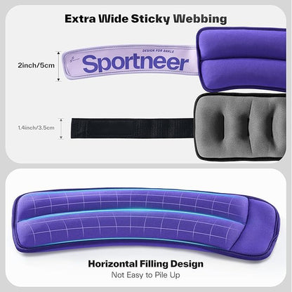Sportneer Ankle Weights 0.5/1/2/3/5 LBS 1 Pair Wrist Leg Arm Weights for Women Men Kids Child with Adjustable Straps, Strength Weighted for Jogging Running Walking Fitness Gym Workout