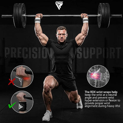 RDX Wrist Wraps for Weightlifting (Pair), IPL USPA Approved, Elasticated 18” Cotton Straps Support with Thumb Loop, Gym Wrap for Weight Lifting Powerlifting Competition Strength Training Bodybuilding