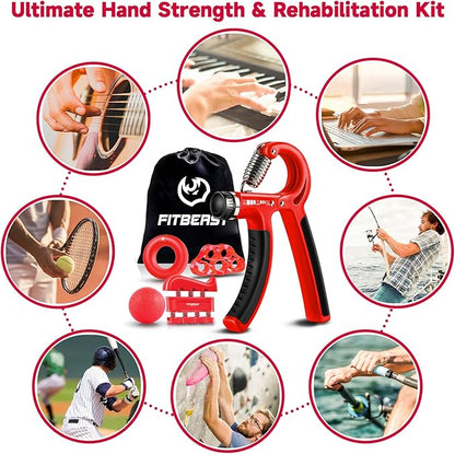 FitBeast Grip Strengthener Forearm Strengthener Hand Grips Strengthener Kit - 5 Pack Adjustable Resistance