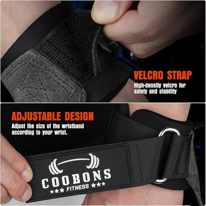 Weight Lifting Wrist Straps, Gym Straps Weight Lifting for Deadlift and Powerlifting, Double Layer Leather Wrist Wraps with Padded Cushion Wrist Loop, Weightlifting Grips for Men and Women