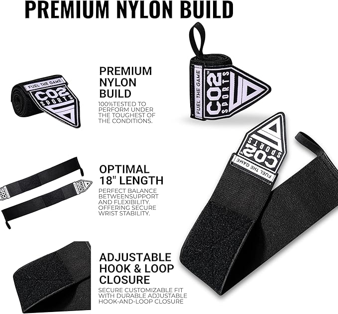 Wrist Straps for Weightlifting – 18” Heavy Duty Polyester Elastic Lifting Straps with Wrist Support, Gym Straps for Deadlifts, Pull Ups, Strength Training, Weight Lifting Accessories for Men & Women