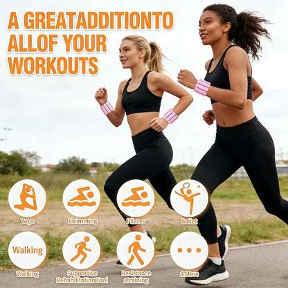Wrist & Ankle Weights for Women Men, 1lb/2lb/4lb Set of 2 - Adjustable Wearable Weighted Bands, Waterproof Silicone Arm & Leg Weights for Pilates, Yoga, Walking, Dance, Home Workout & Gym