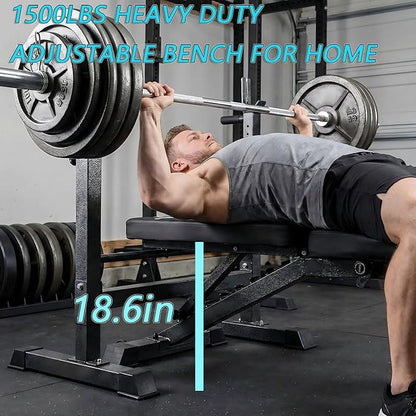 BARWING Adjustable Weight Bench Workout Bench, 1000/1300 LBS Heavy Duty Incline Decline Bench for Home Gym, Easy Assembly Foldable Training Lifting Bench