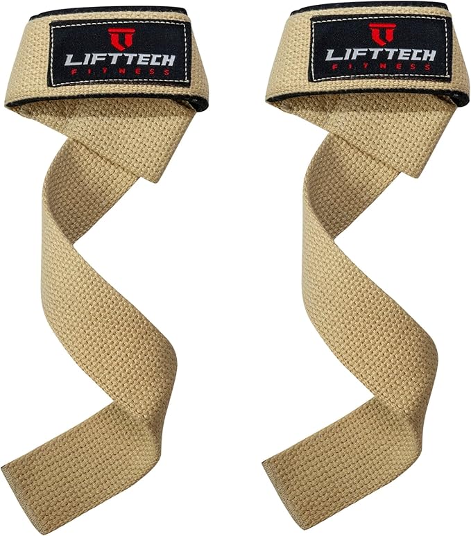 Lift Tech Fitness Weight Lifting Straps For Men and Women - Cotton Gym Straps for Weightlifting, HIIT, Strength Training - Pull ups & Deadlift Straps - Lifting Wrist Straps - One Size