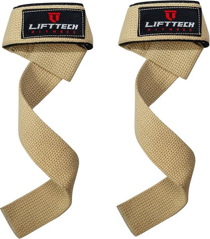 Lift Tech Fitness Weight Lifting Straps For Men and Women - Cotton Gym Straps for Weightlifting, HIIT, Strength Training - Pull ups & Deadlift Straps - Lifting Wrist Straps - One Size