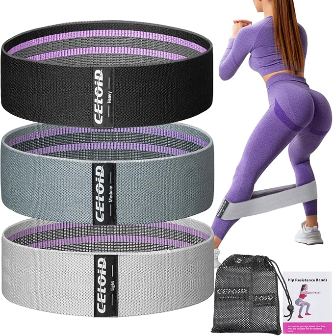 Resistance Bands Set, Exercise Bands with Non-Slip Design for Hips & Glutes, 3 Levels Workout Bands for Women and Men, Booty Bands for Home Fitness, Yoga, Pilates