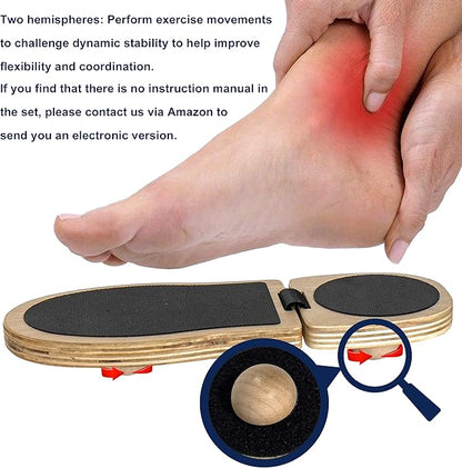 Ankle Foot Strengthener Trainer for Sprained Ankle, Ankle Balance Board for Stability Exercises, Severe Ankle Injury Rehab Physical Therapy, Anti-Slip Wood Wobble Board