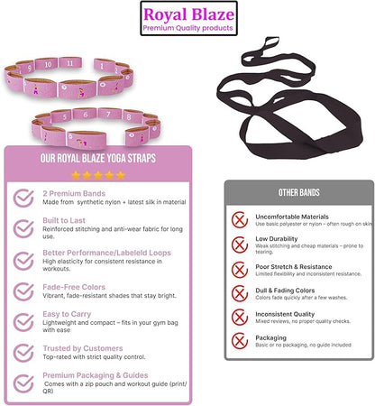 Yoga Stretch Strap with Loops - Streching Strap for Physcial Thearpy, Pilates & Flexibility Training - Exercise Strap for Hamstring, Leg Streching & Rehab - Kids & Adults
