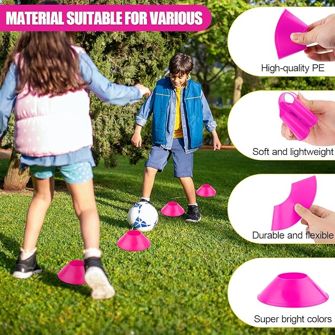 25pcs Soccer Cones for Sports Training, Mini Football Cones & Mesh Bag Flexible Agility Cones Premium Training Cones for Basketball Football Running Drills Sports Games Skating Kids