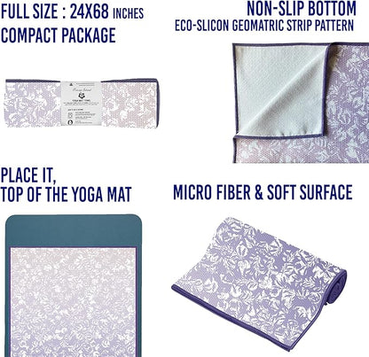 Private Island Hot Yoga Beach Mat Towel Non Slip Recycling Microfiber Quick Dry Compact Sand Water Sports Gym Picnic Blanket Outdoor Camping 24”x68” (GRADIENTPURPLE, Large)