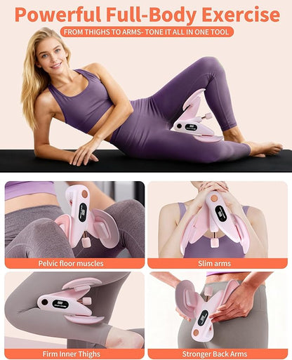 Thigh Master, Kegel Exerciser for Women, Pelvic Floor & Hip Trainer with 5 Resistance Bands, Thigh Glutes and Leg Slimming, Light Pink, Home Fitness Equipment