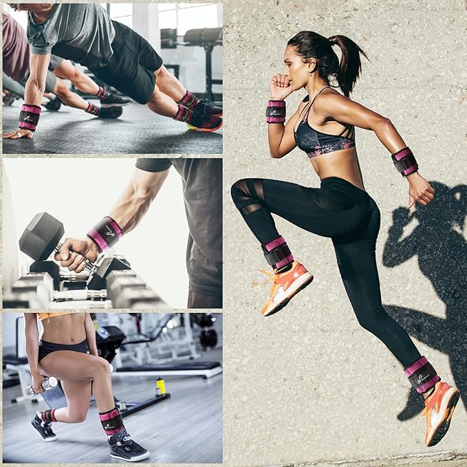 Sportneer Adjustable Ankle Weights for Women and Men 7 lbs/Pair Adjustable Leg Weights with Secure Straps, Strength Training Weighted for Yoga, Walking, Running, Aerobics, Gym, Physical Therapy