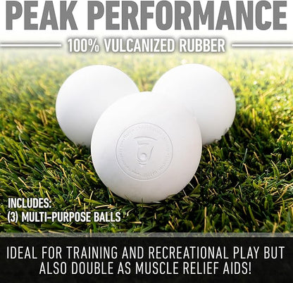 Franklin Sports Lacrosse Balls - Official Size Lax Balls for Practice - Rubber 63mm Outdoor Lacrosse Balls - Great for Muscle Massage Therapy + Yoga - White + Yellow