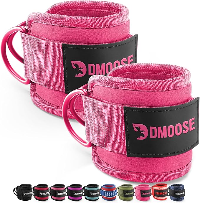 DMoose Fitness Ankle Strap for Cable Machine - One Size Fit with Premium Padding Cuffs, Ankle Bands for Working Out, Booty Workouts, Leg Extension, Hip Abductors, Kickbacks & Lower Body Exercises