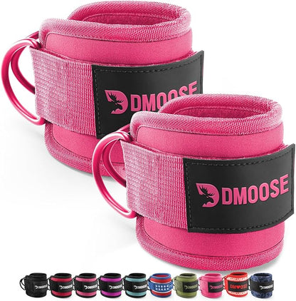 DMoose Fitness Ankle Strap for Cable Machine - One Size Fit with Premium Padding Cuffs, Ankle Bands for Working Out, Booty Workouts, Leg Extension, Hip Abductors, Kickbacks & Lower Body Exercises
