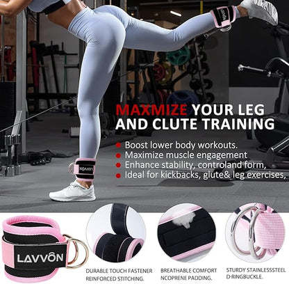 Squat Pad Set - Foam Barbell Pad for Squats Cushion, Lunges & Bar Padding for Hip Thrusts - Standard Olympic Weight Bar Pad - With Ankle Straps, Wrist Straps for Weightlifting