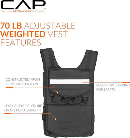 CAP Barbell Adjustable Weighted Vest | 20-150 lbs | Heavy-Duty Workout Vest with Removable Iron Weights for Strength Training, Cardio, Running, and Calisthenics