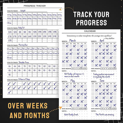 Nextnoid Hardcover Fitness Journal Workout Planner for Men & Women - A5 Sturdy Workout Log Book to Track Gym & Home Workouts - Brown