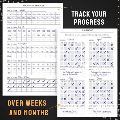 Nextnoid Hardcover Fitness Planner Workout Journal for Women & Men - Undated A5 Sturdy Workout Notebook to Track Gym & Home Workouts - Green Separately Packaged 2 Pieces