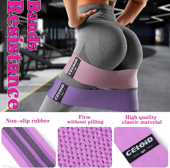 Resistance Bands Set, Exercise Bands with Non-Slip Design for Hips & Glutes, 3 Levels Workout Bands for Women and Men, Booty Bands for Home Fitness, Yoga, Pilates
