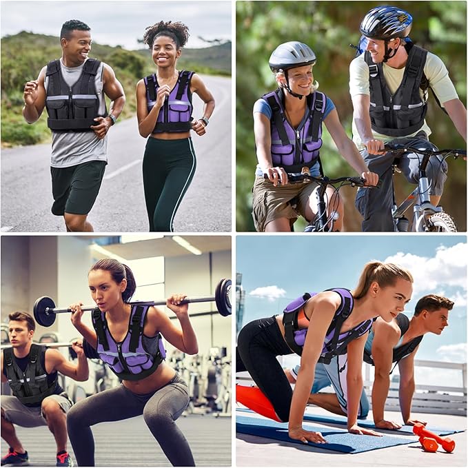 Sportneer Adjustable Weighted Vest Weights: 2-18 lbs/2-40 lbs Washable Weight Vest for Walking 16 In 1 Fast Adjust Rucking Vest for Women and Men Home Gym Running Jogging Strength Training Vests