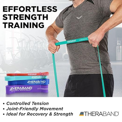 THERABAND High Resistance Bands, Set of 4 Elastic Super Bands for Improving Flexibility, Injury Rehab, & Full Body Workouts, Heavy Duty Stretch Bands for Exercise, Light, Medium, Heavy, X-Heavy Bands