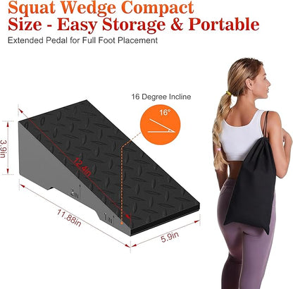 Squat Wedge, Heavy Duty Steel Squat Wedge Block, 2 Pcs Non-Slip Slant Board for Squats, 800 lbs Weight Capacity for Deeper Squats, Calf Raises, Weightlifting and Foot Stretches