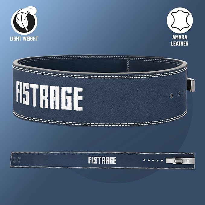 FISTRAGE Lever Buckle Weight Lifting Leather Black Belt Gym Back Support for Men & Women Training Fitness Exercise for Tough Workouts | Power Lifters | Supports Lumber Lower Back