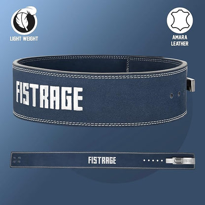 FISTRAGE Lever Buckle Weight Lifting Leather Black Belt Gym Back Support for Men & Women Training Fitness Exercise for Tough Workouts | Power Lifters | Supports Lumber Lower Back